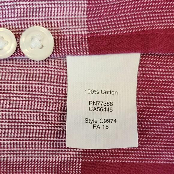 J. Crew Purple Plaid 100% Cotton Half Button Down Long Sleeve Tunic Top - Picture 6 of 7
